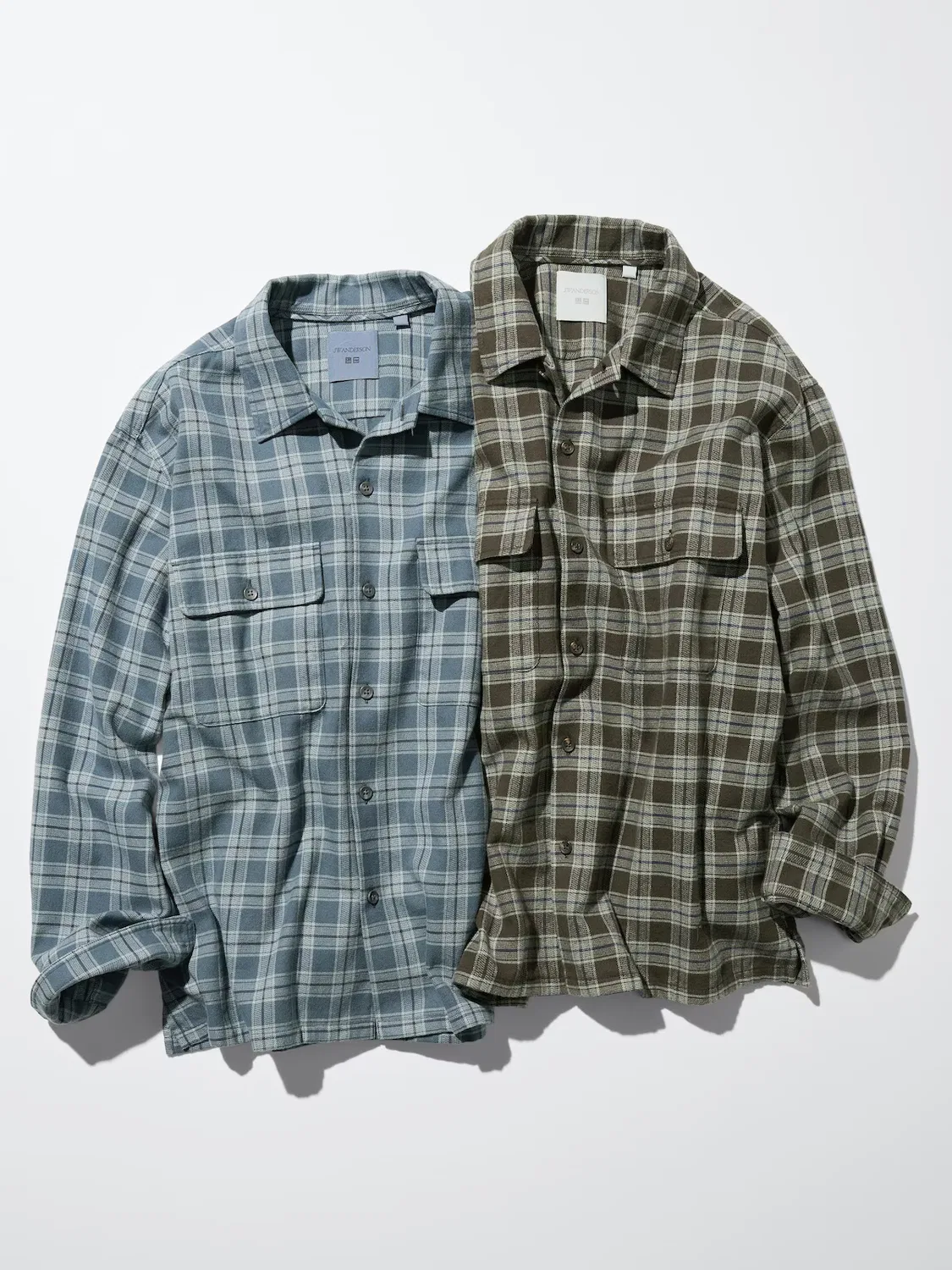 Рубашка Uniqlo x JW Anderson, в клетку, оливковый — фото 3
