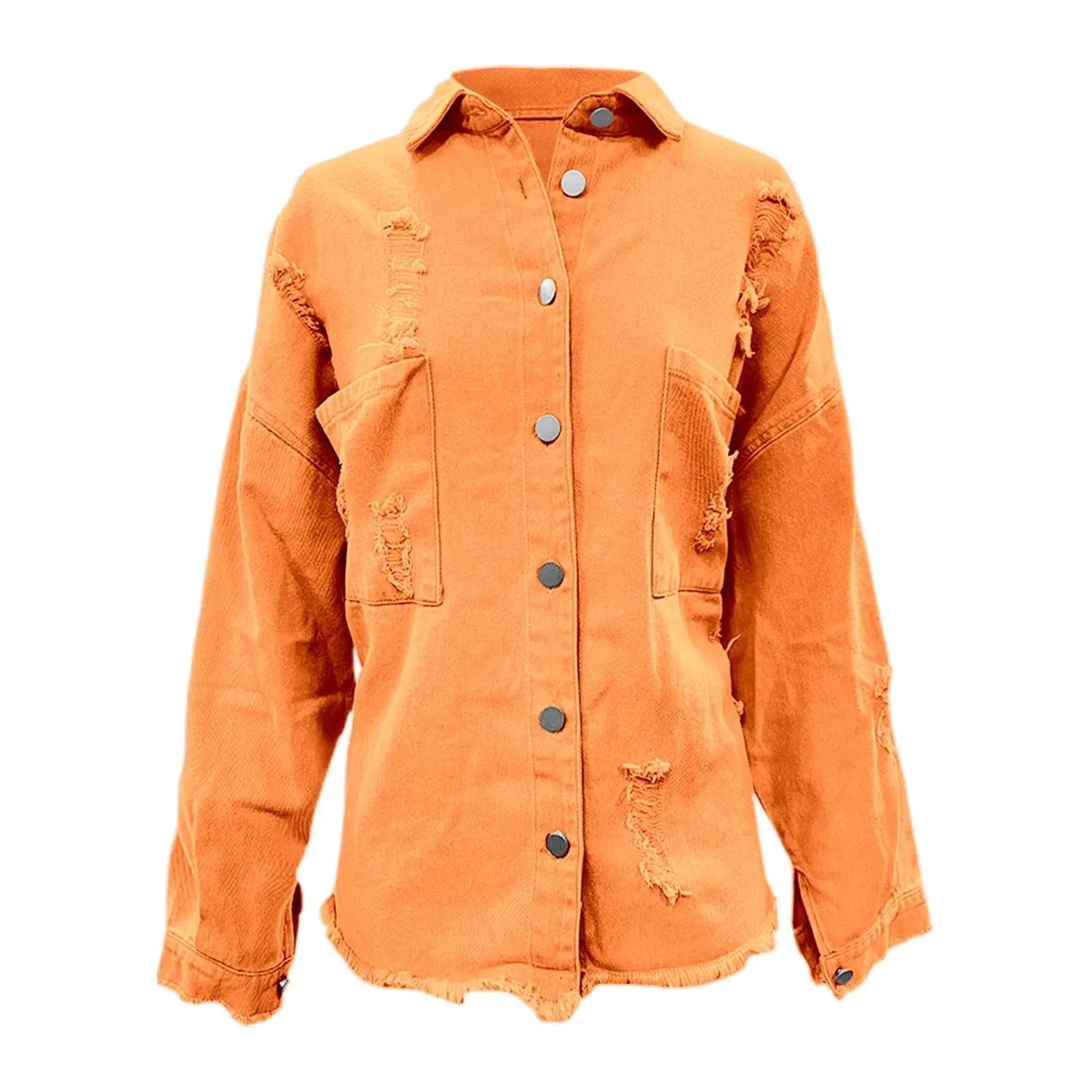 Женская джинсовая куртка с длинным рукавом Vintage Denim, Orange — фото 2