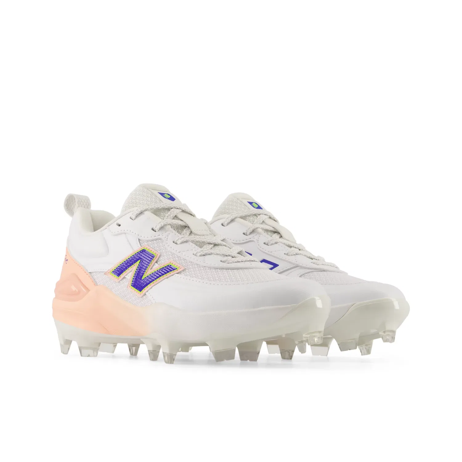 Детские бутсы для софтбола с шипами Velo v5 Youth New Balance, White With Blue Gemstone — фото 2