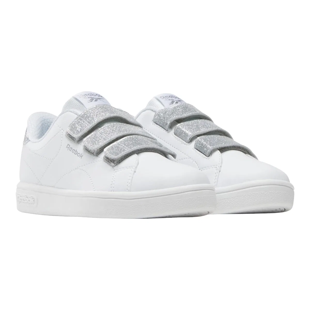 Детские кроссовки для девочек Reebok Court Clean Hook & Loop Straps, White White Silver — фото 4