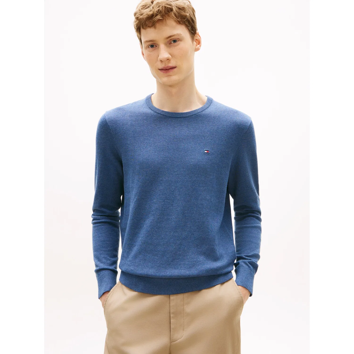 Мужской свитшот с круглым вырезом Essential Cotton Tommy Hilfiger, Aegean Sea Heather — фото 2