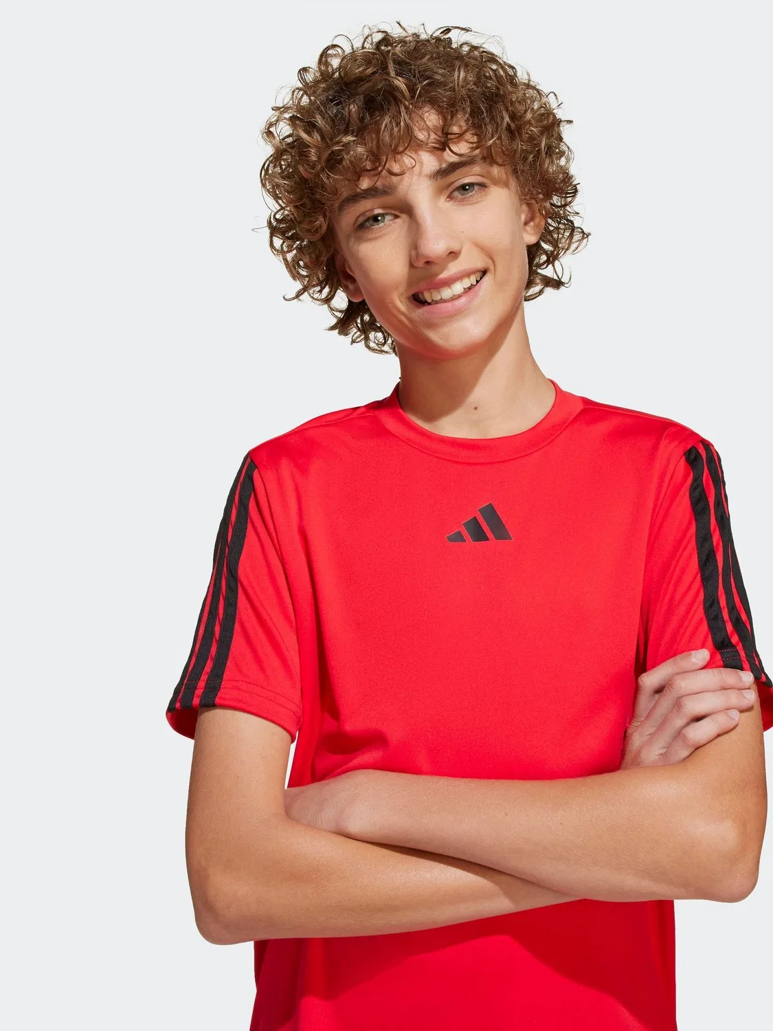 Футболка adidas Red Train Essentials 3-Stripes, красный — фото 4