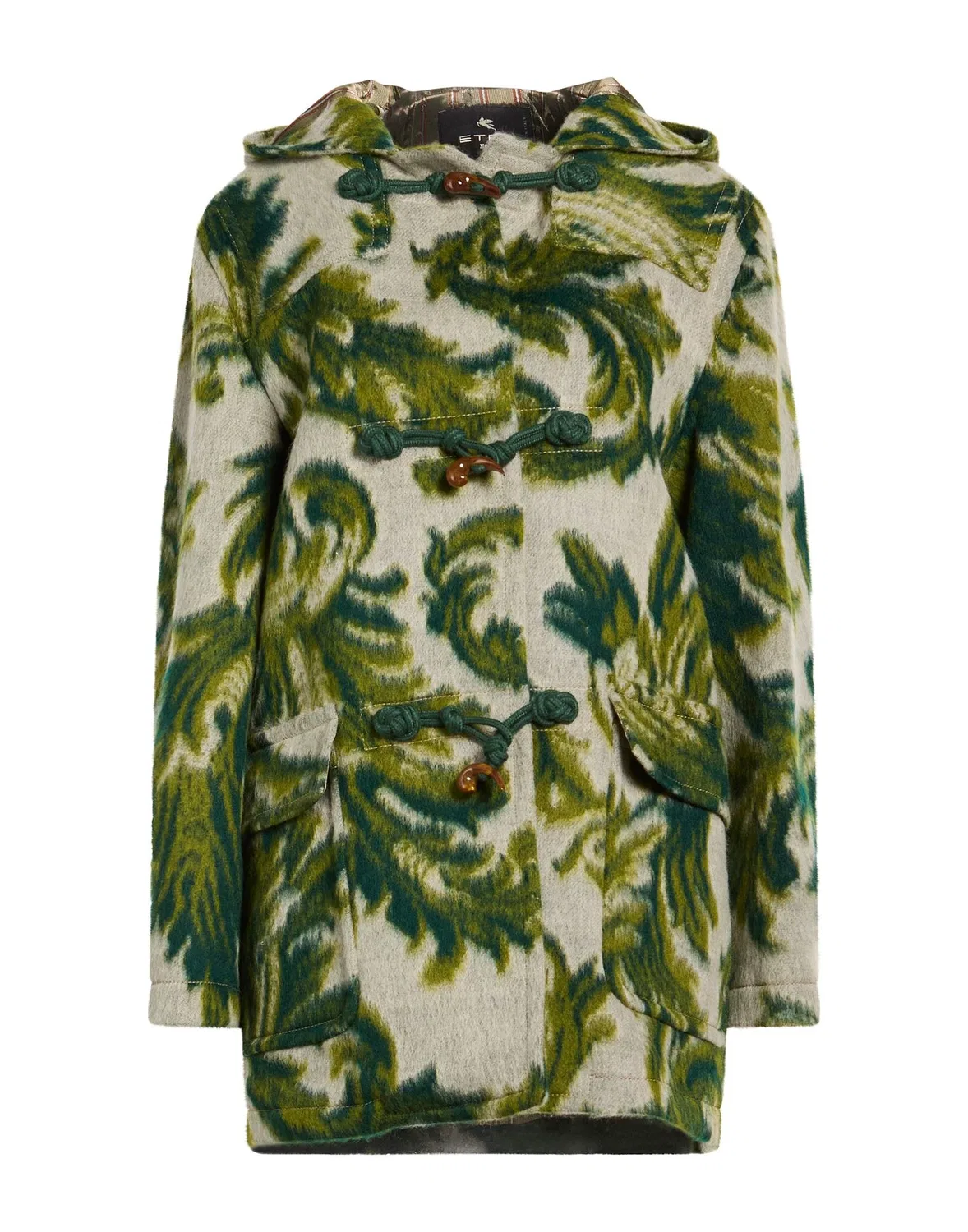 Женское пальто-дафлкот с капюшоном Etro, зеленый