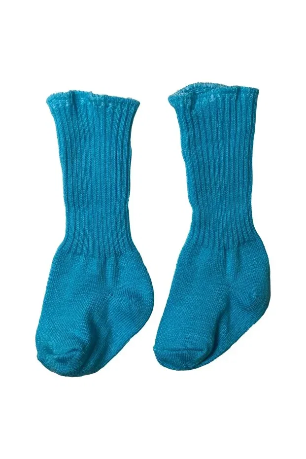Детские носки для новорожденных хлопковые набор 3 шт Solid color 3-piece cotton flexible baby socks with cuffs Neocotton, Turquoise — фото 4