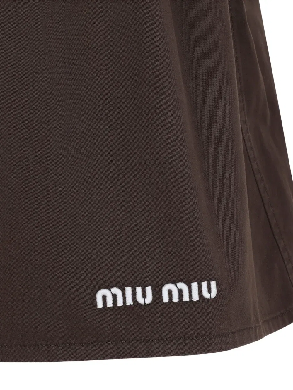 Юбка миди с кулиской и логотипом MIU MIU, коричневый — фото 4