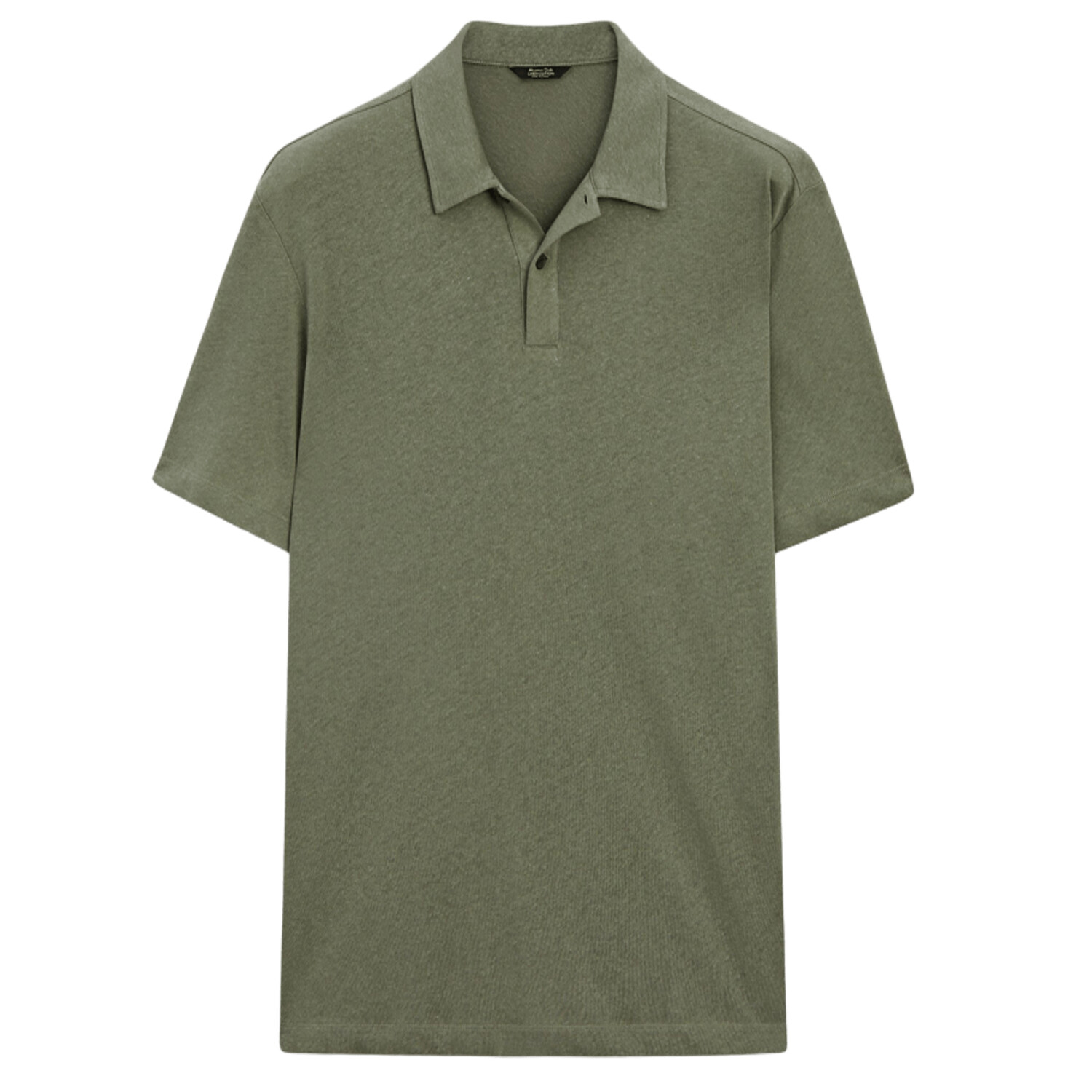 

Футболка-поло из смесового льна с коротким рукавом Massimo Dutti, хаки