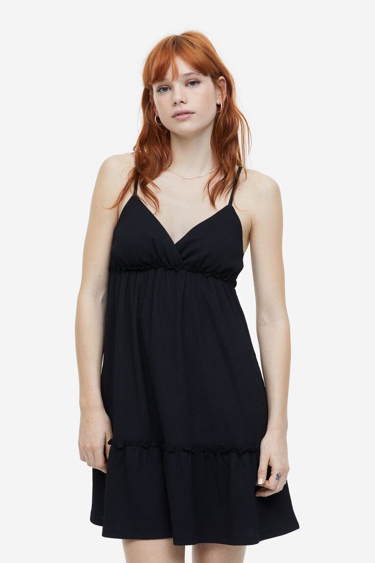 

Креповое платье с оборками H&M, черный