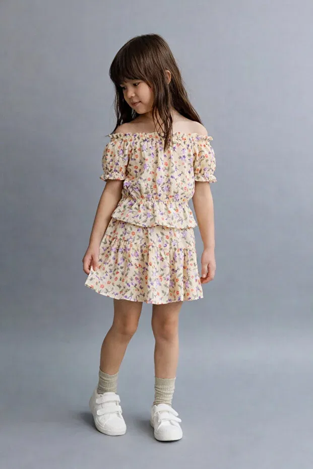 Детское платье для девочек с принтом Floral Print Dress Connemara, Multicolor — фото 2