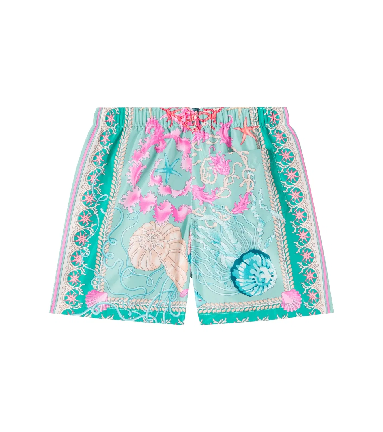 Плавки бикини с принтом Underwater Barocco Versace Kids, бирюзовый — фото 4