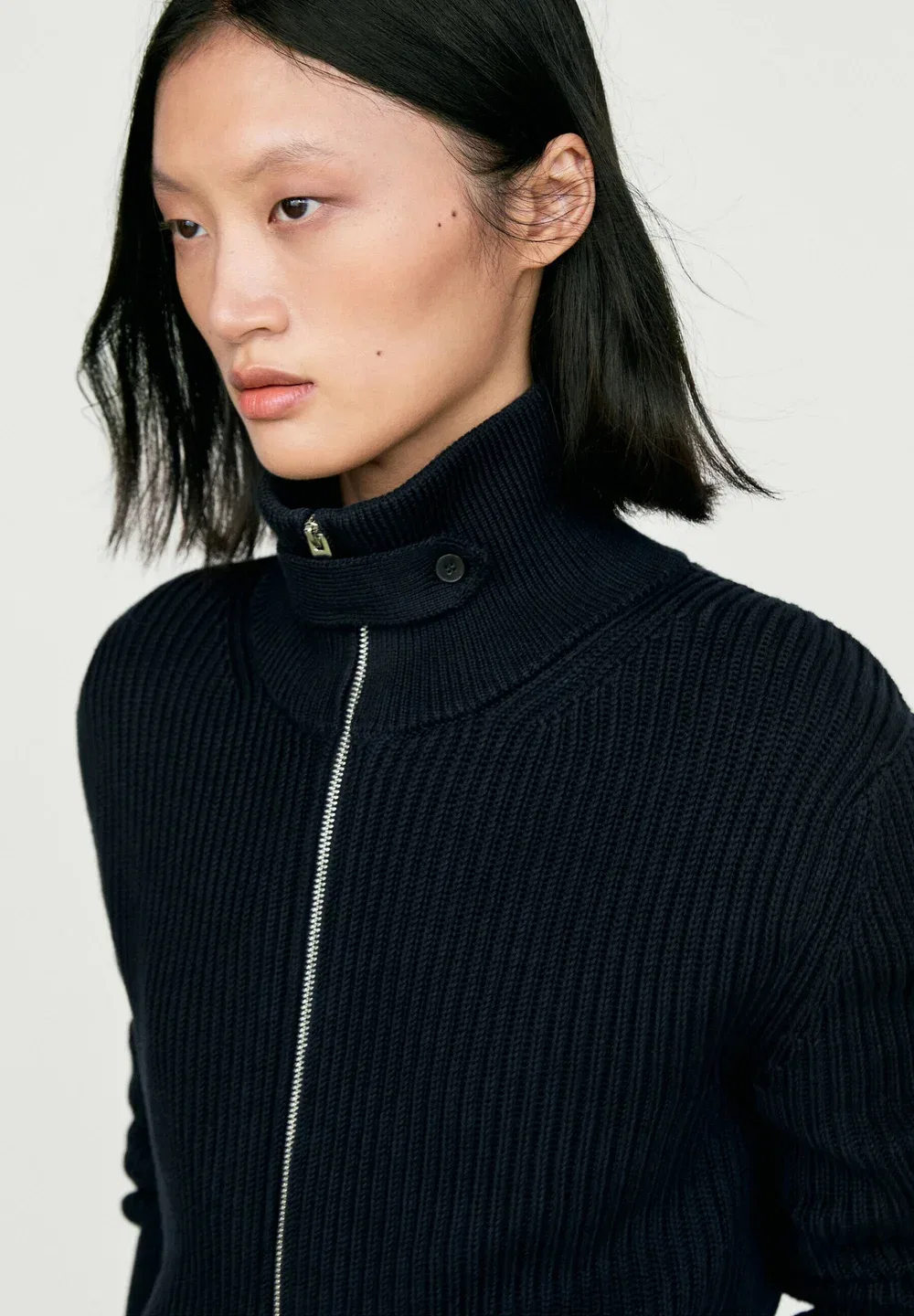 Кардиган из 100% хлопка с высоким воротником Massimo Dutti, Dark Blue — фото 3