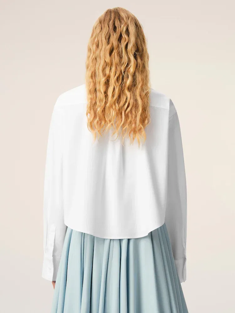 Женская хлопковая Oversized рубашка на пуговицах AMI PARIS, White — фото 4