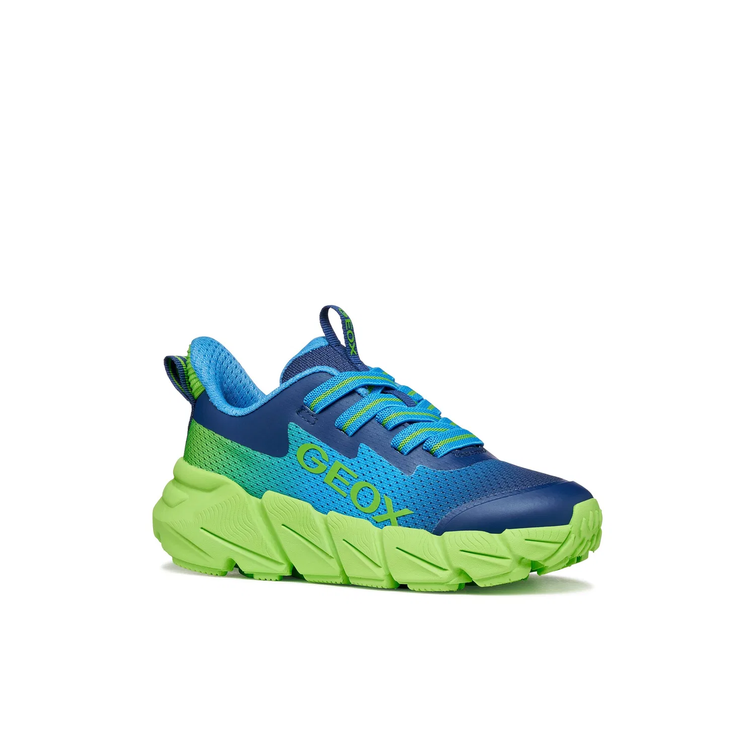Детские кроссовки-слипоны с градиентом Geox, Light Blue-Lime