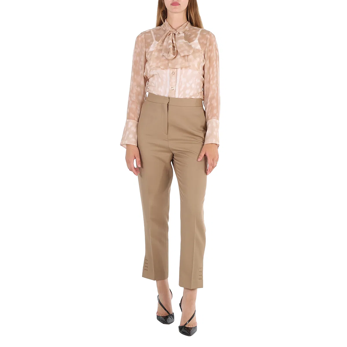 Блуза с бантом и принтом Deer Print Burberry, Beige — фото 4