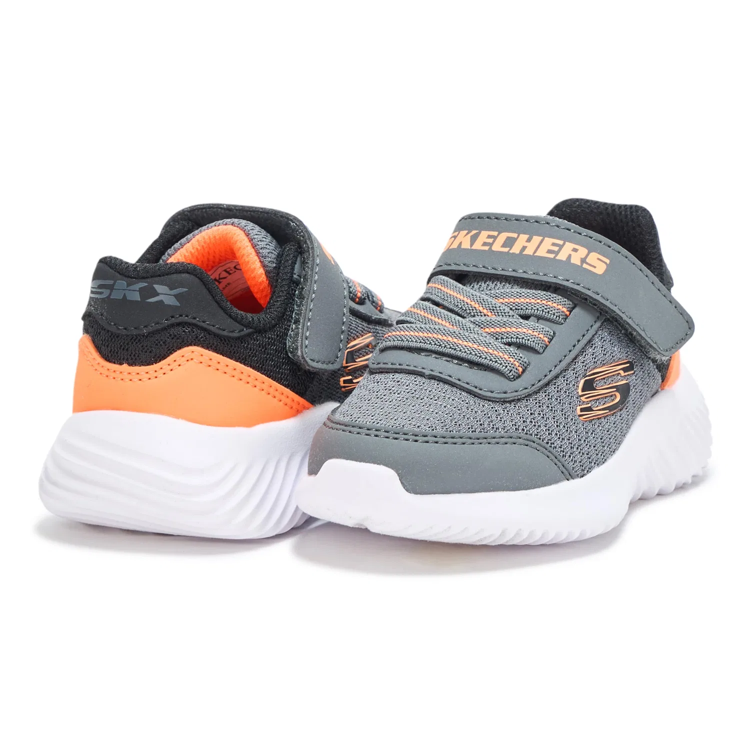 Детские кроссовки для мальчиков с липучкой Skechers Bounder-trezic, Carbone Arancione — фото 3