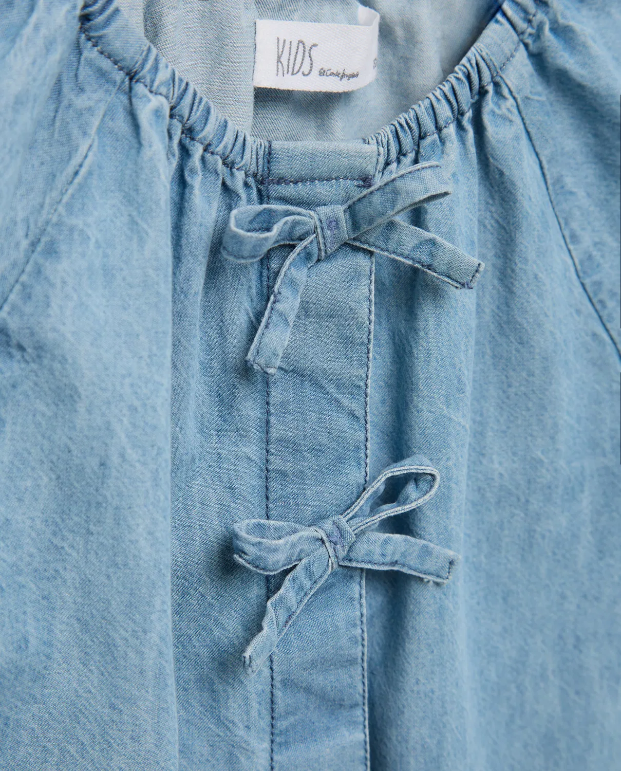 Детская блузка с длинным рукавом, Fantasía Chambray Lazos, Kids El Corte Inglés, серый — фото 2
