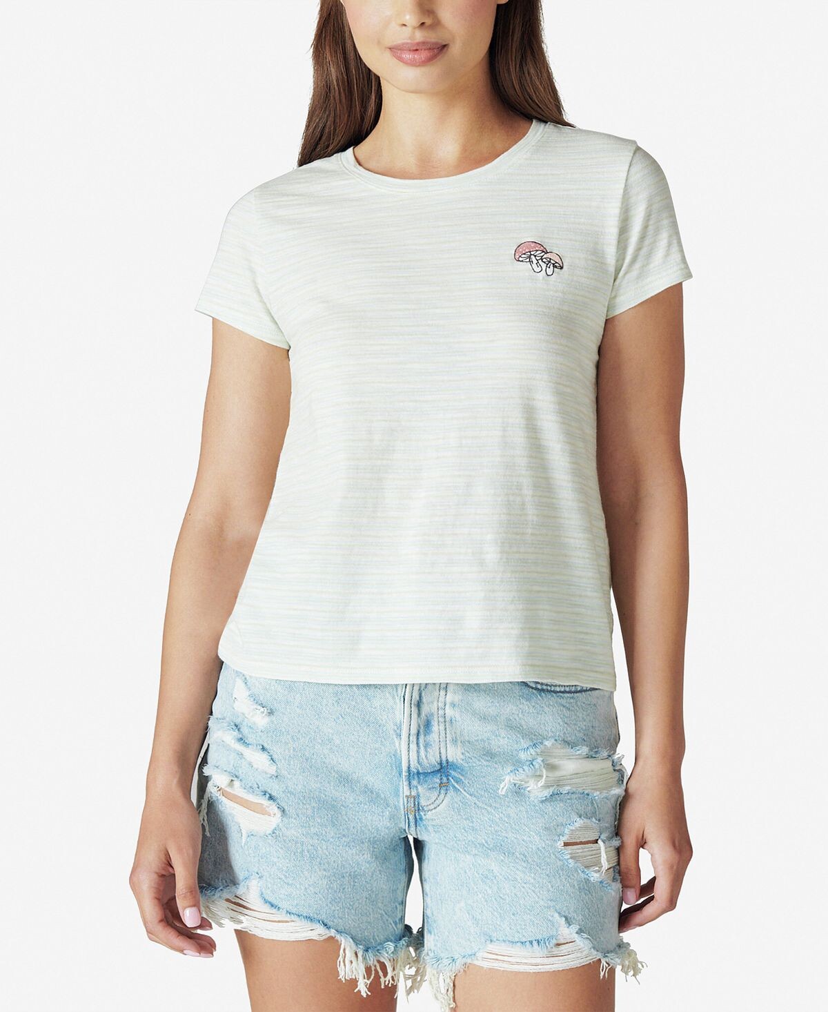 

Полосатая хлопковая футболка с вышивкой Lucky Brand, мульти