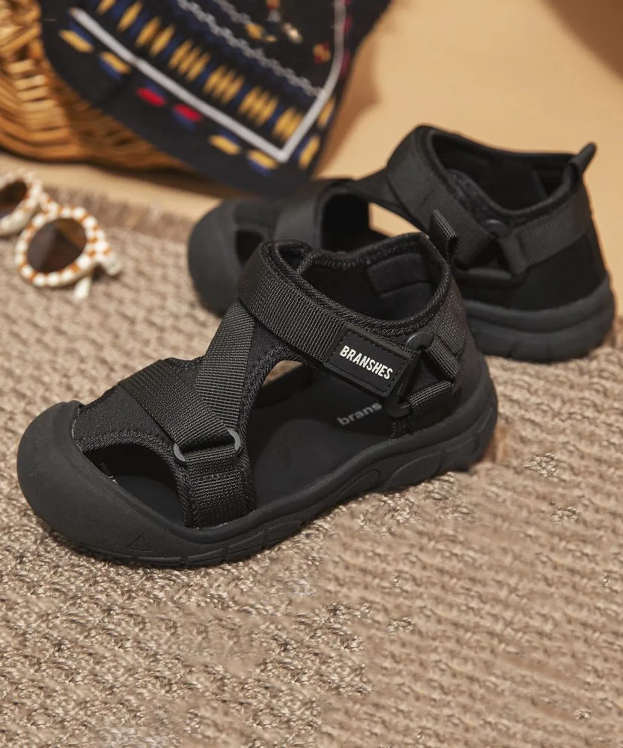 Branshes Детские сандалии с закрытым носком Black Multi — фото 2