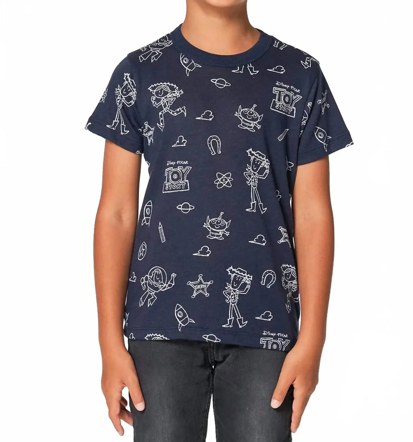 Детская футболка для мальчиков с коротким рукавом и принтом Toy Story Doodle Pattern Chaser, Avalon — фото 2