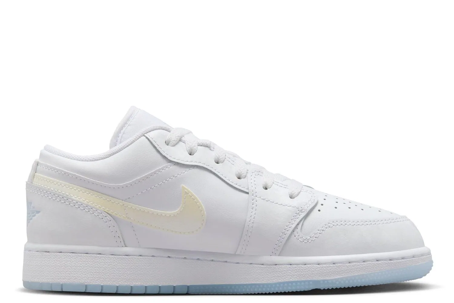 Детские кроссовки для мальчиков с принтом Air Jordan 1 Low NIKE, White Ice Blue — фото 3