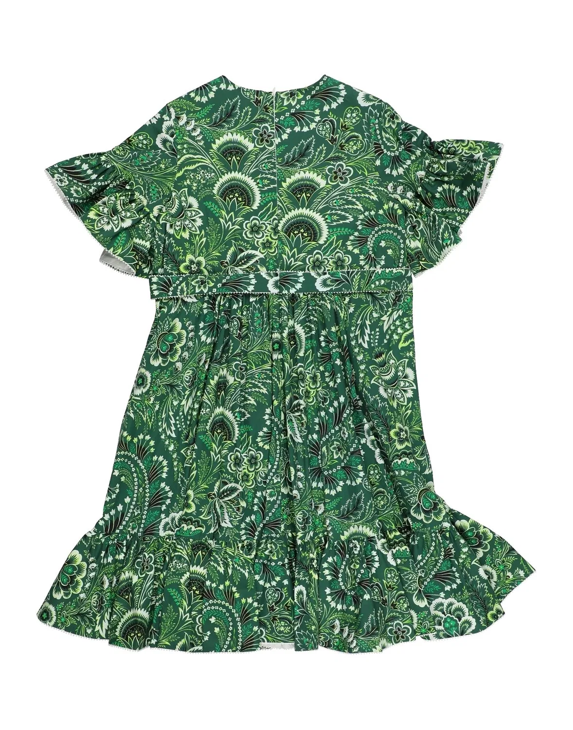 Детское платье для девочек с цветочным принтом Etro, Emerald Green — фото 2