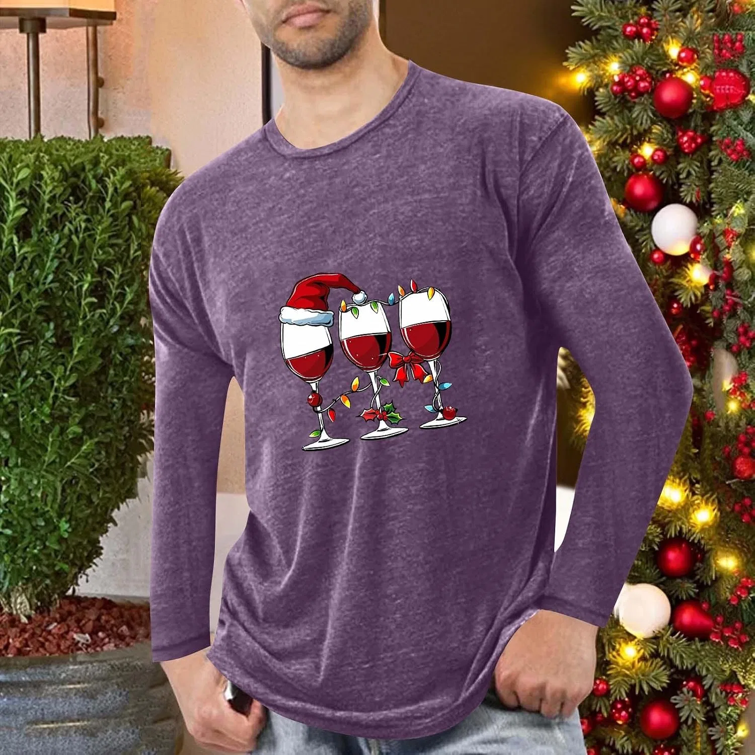 Мужская футболка с принтом Ugly Christmas, Purple — фото 2
