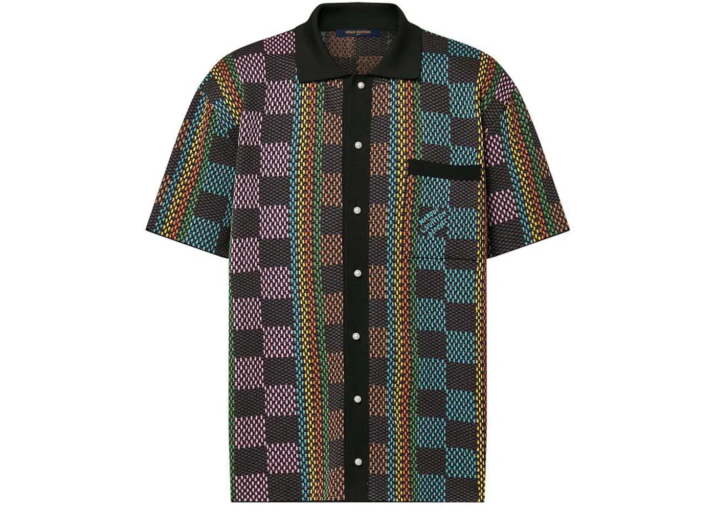 Мужская рубашка с коротким рукавом из хлопка Damier Louis Vuitton, Multicolor