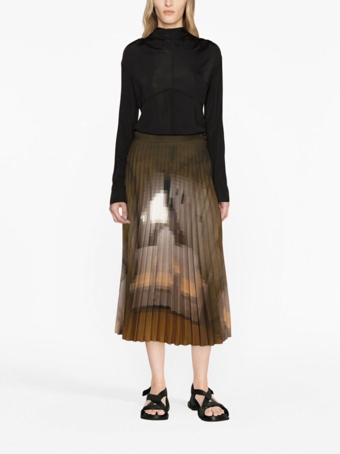 Jil Sander топ с круглым вырезом и длинными рукавами, черный — фото 2