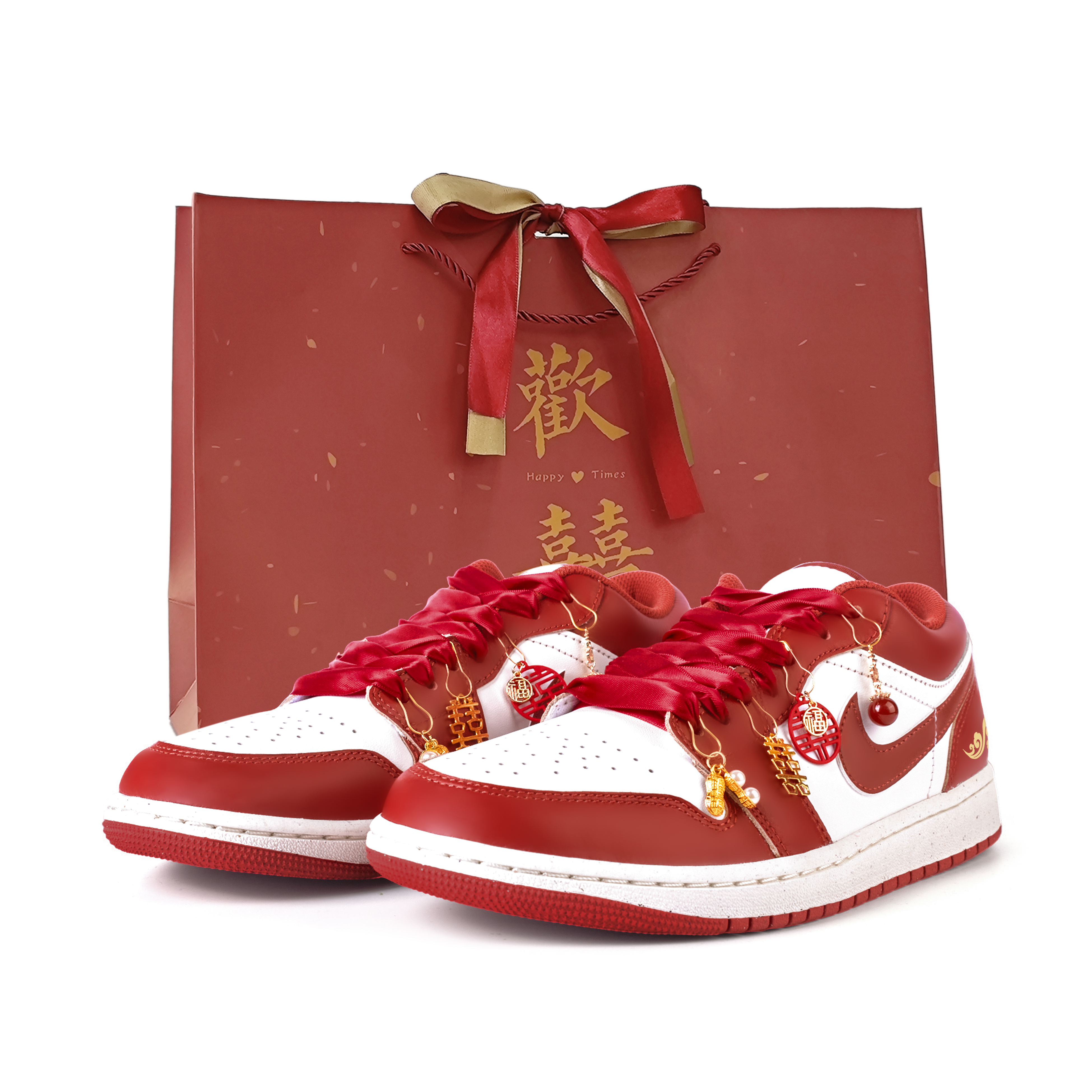 

Jordan Баскетбольные кроссовки Air 1 Eternal Union Anti Slip, износостойкие, низкие, винтажные, белые, красные