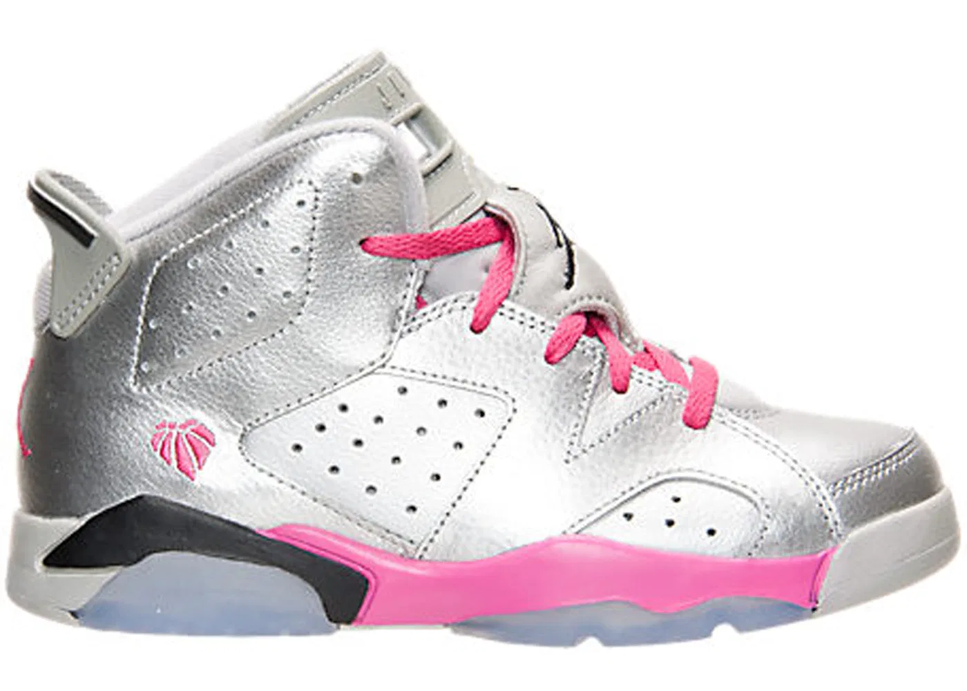 Детские кроссовки Lifestyle с моделью Jordan 6 Retro Jordan, Metallic Silver/Vivid Pink-Black