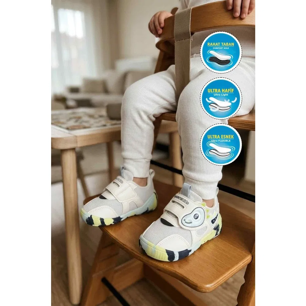 Детские спортивные кроссовки для мальчиков с липучкой и сеткой, White Navy Marco Kids — фото 3