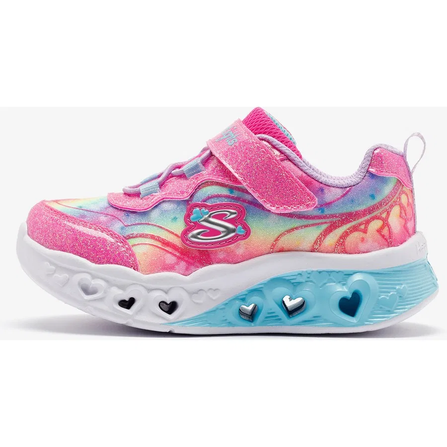 Детские кроссовки с подсветкой Flutter Heart Lights - Groovy Swirl Skechers, Розовый