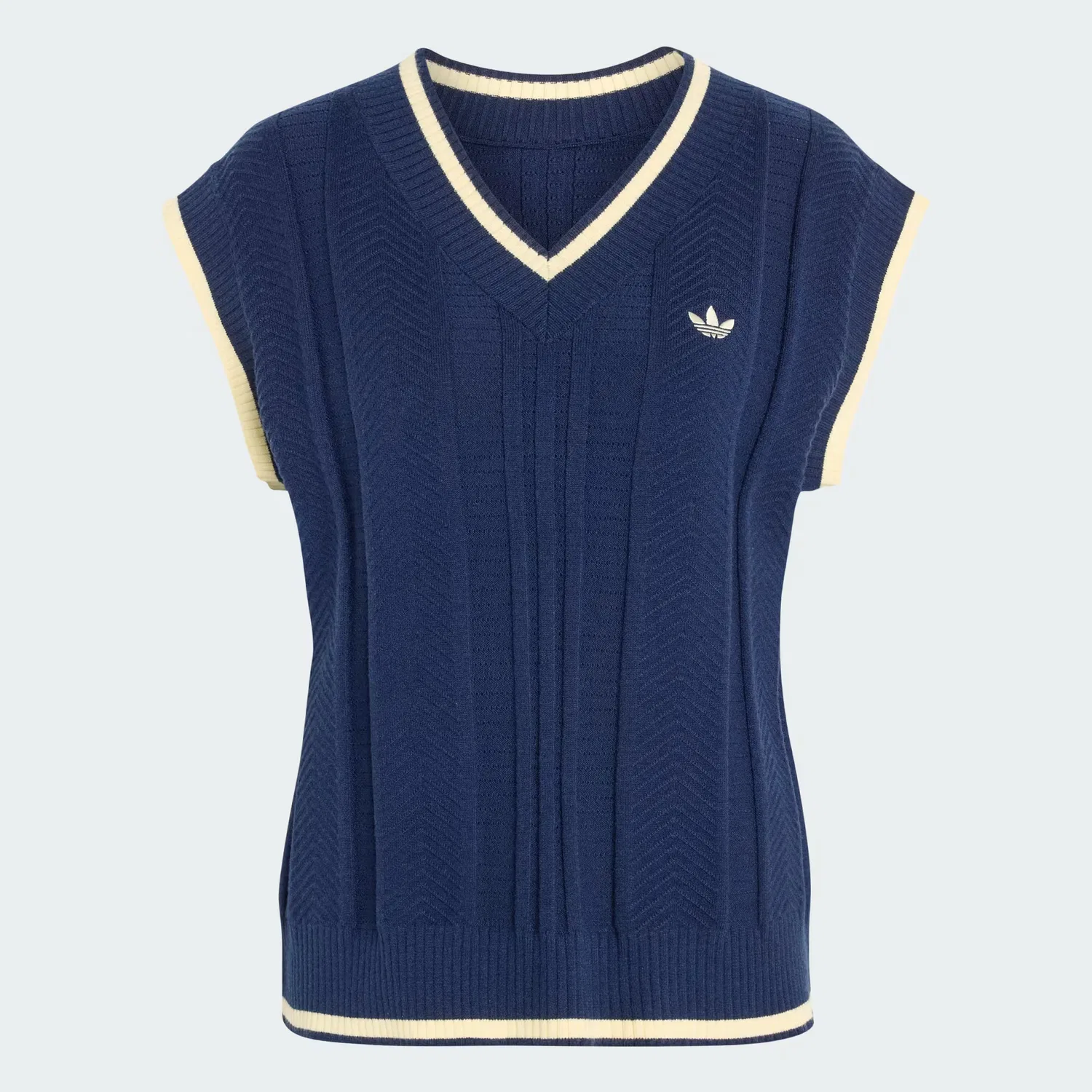 Женский вязаный жилет с V-образным вырезом Cable Knit Vest Adidas Originals, темно-синий — фото 4
