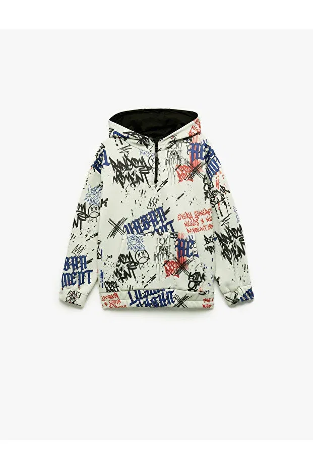 Детские свитшот с капюшоном оверсайз Shardonlu Koton, Gray Patterned