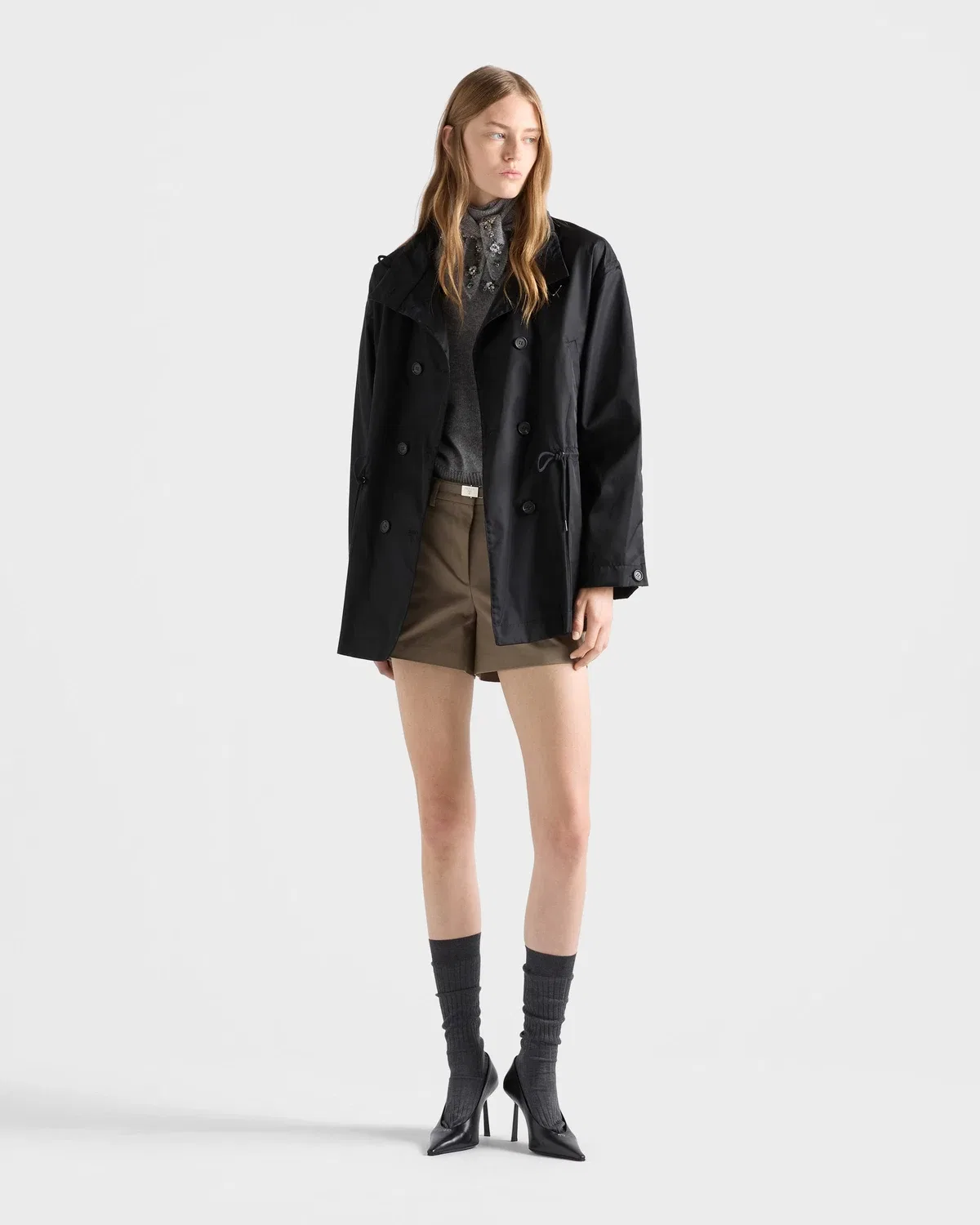 Плащ Re-Nylon Prada, черный — фото 2