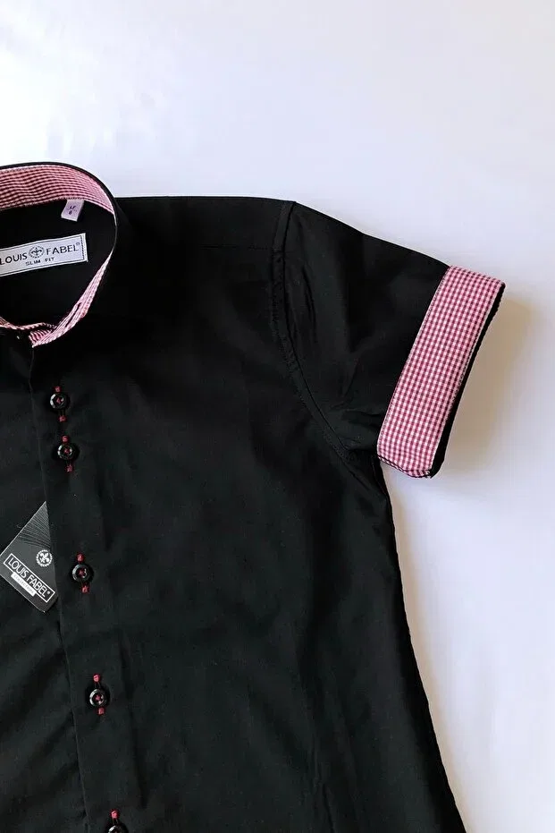 Детская рубашка для мальчиков с принтом Louis Kids, Black-Red — фото 3