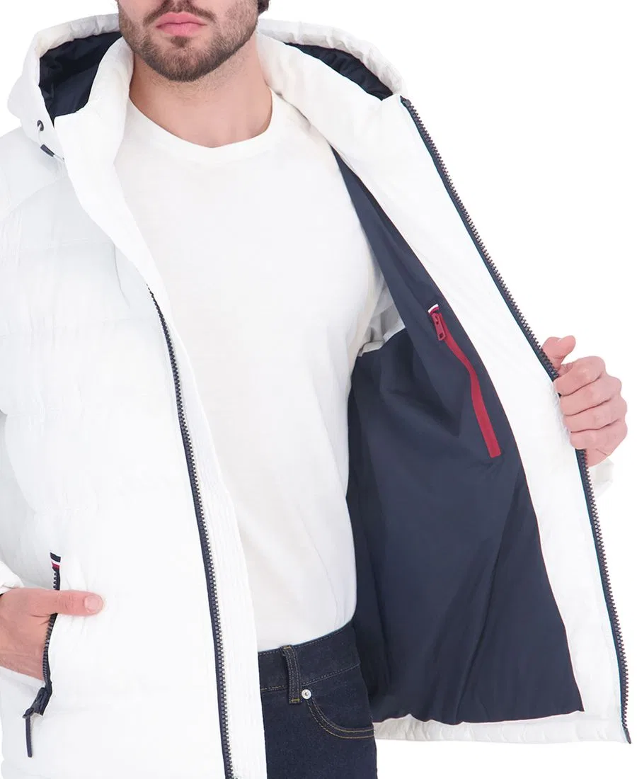 Мужская стеганая куртка-пуховик с капюшоном Tommy Hilfiger, White — фото 4