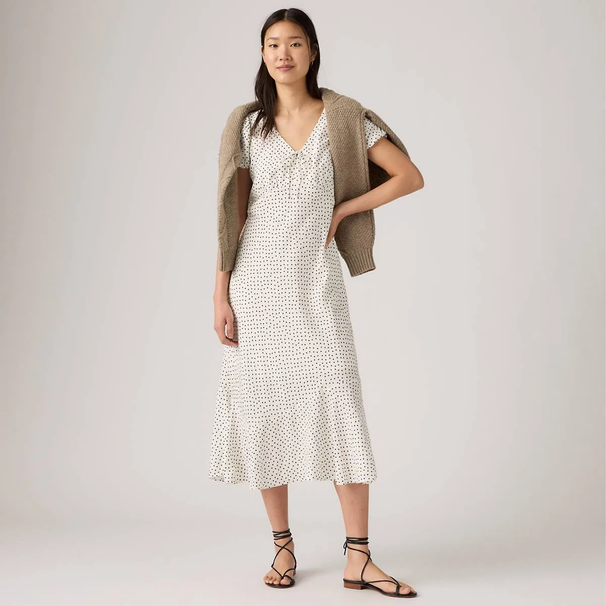 Платье миди с короткими рукавами Lira Levi's, Tovi Dot Egret - White