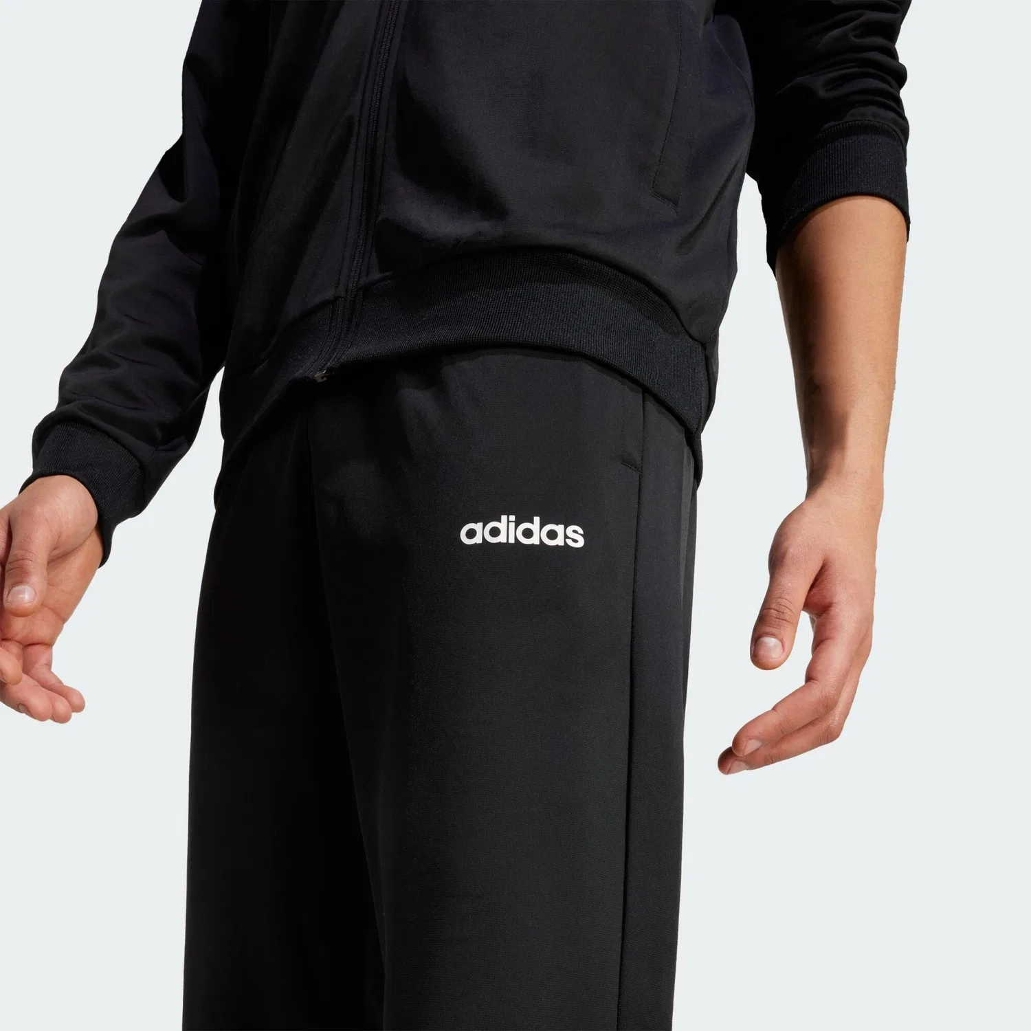 Мужской спортивный костюм с высоким воротником Linear Adidas, Schwarz — фото 4