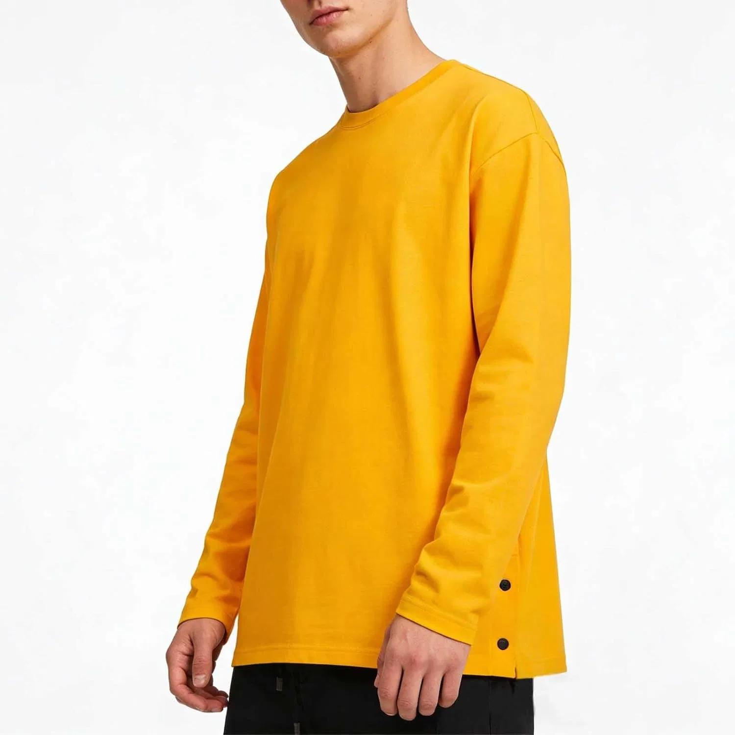 Мужская свободная футболка с длинным рукавом, Yellow — фото 2
