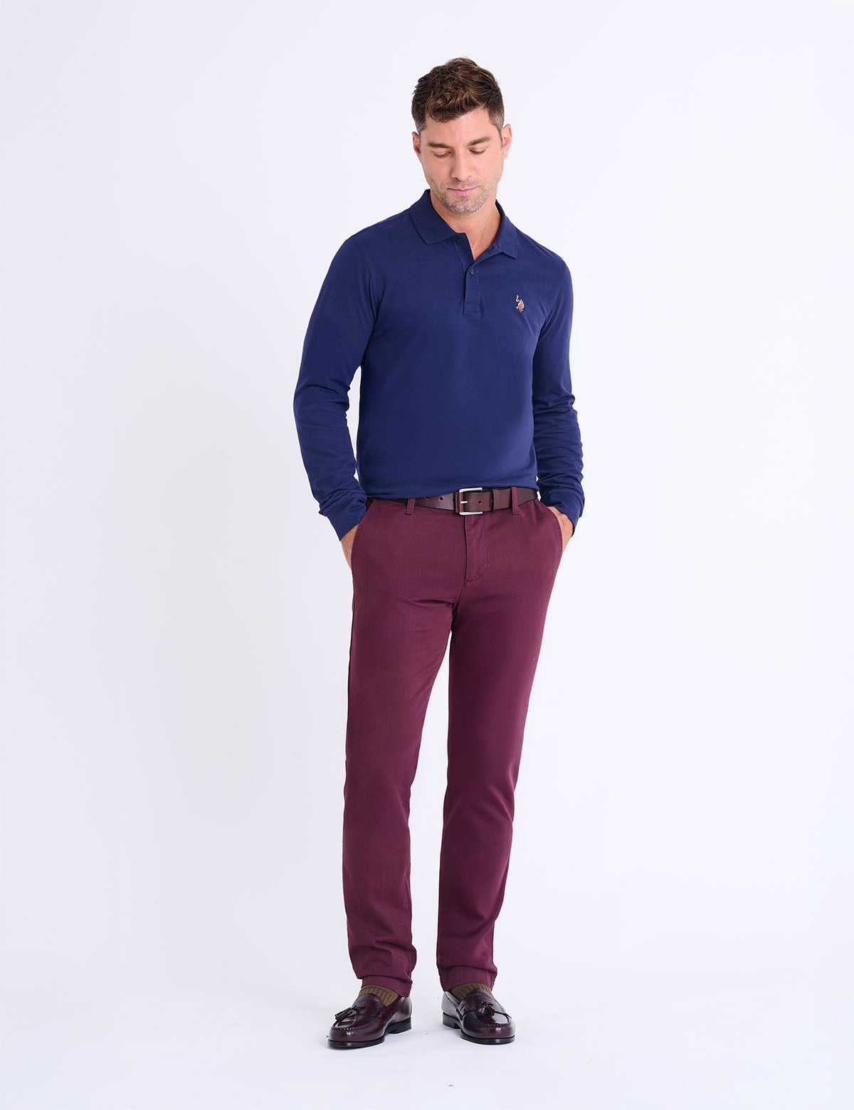 Поло лонгслив U.S. Polo Assn Peached Jersey Shirt, темно-синий — фото 3