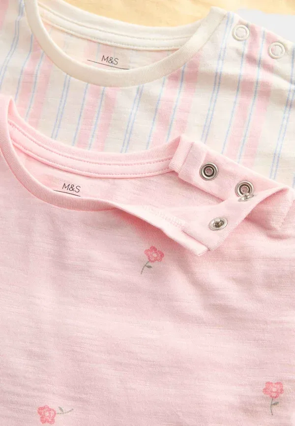 Комплект из 3 футболок, полосатые, Print T-shirt, Marks & Spencer, Multi, мультиколор — фото 2