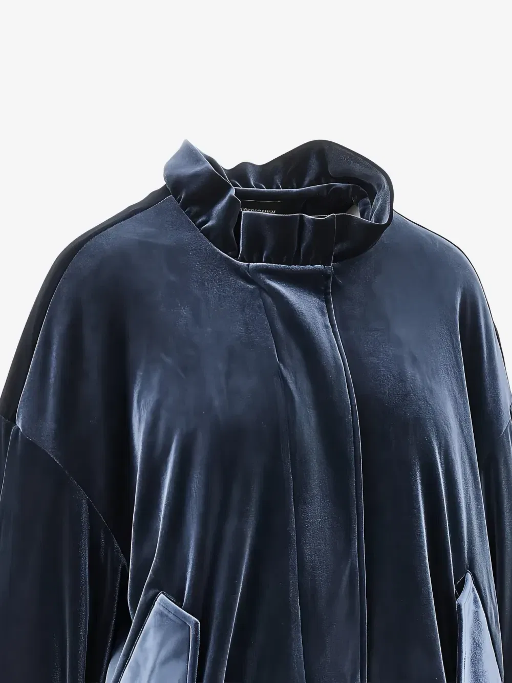 Жакет с воротником-стойкой из бархата EMPORIO ARMANI, синий — фото 2