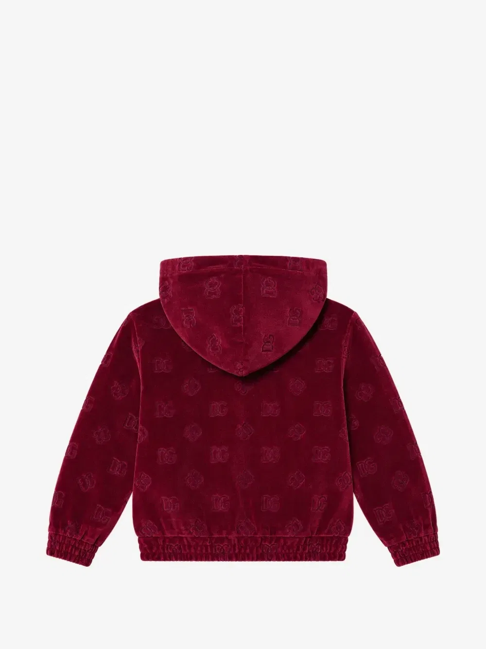 Бархатное худи с вышитым логотипом Dolce & Gabbana Kids, красный — фото 2