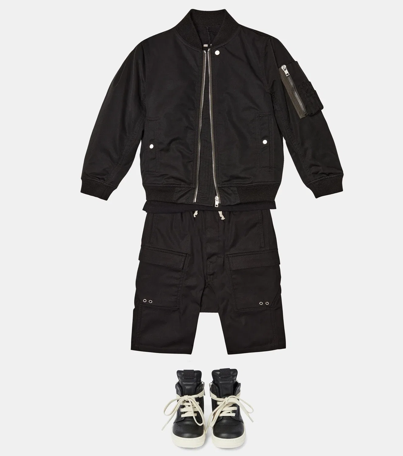 Шорты карго из смесового хлопка Pods Rick Owens Kids, черный — фото 2