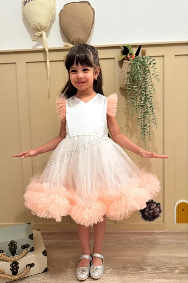 Детское платье для девочек с воланами Sleeveless Ruffle Skirt Dress Alice Penu Baby Kids, Salmon
