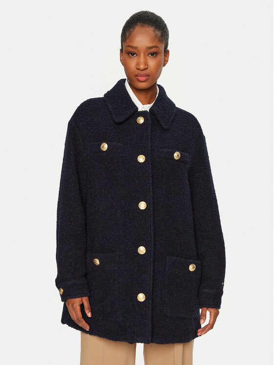 

Шерстяное пальто стандартного кроя WW0WW43762 Tommy Hilfiger, синий