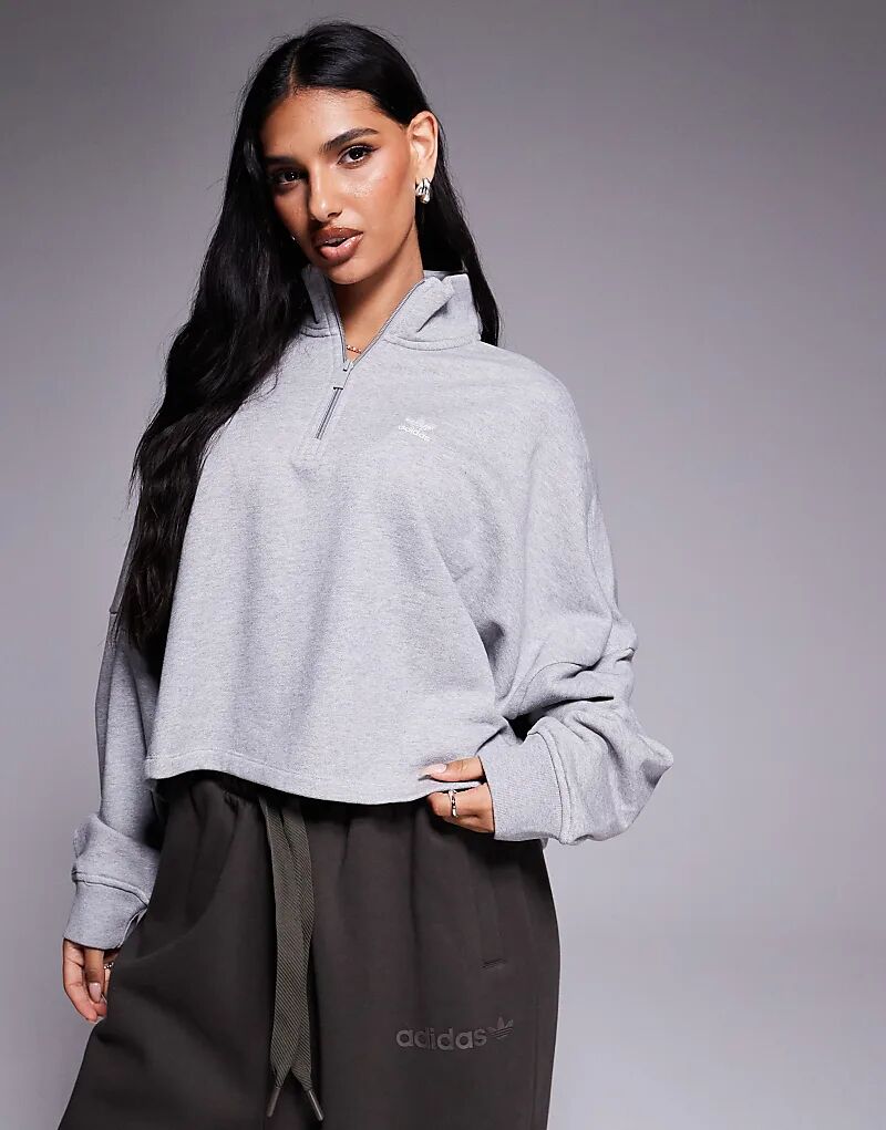 

Толстовка adidas Originals Trefoil Essentials с полумолнией серого цвета