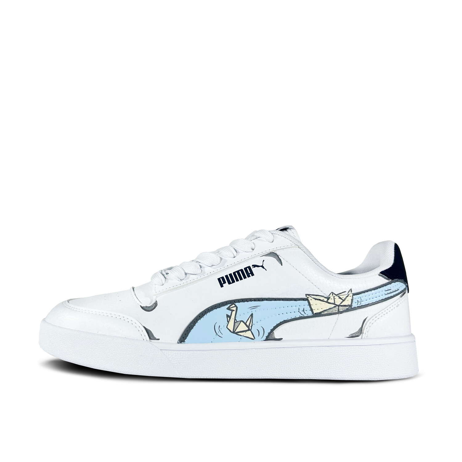

Кроссовки Puma Shuffle Skateboarding Shoes Unisex Low-top White/blue, цвет Paper crane prayer
