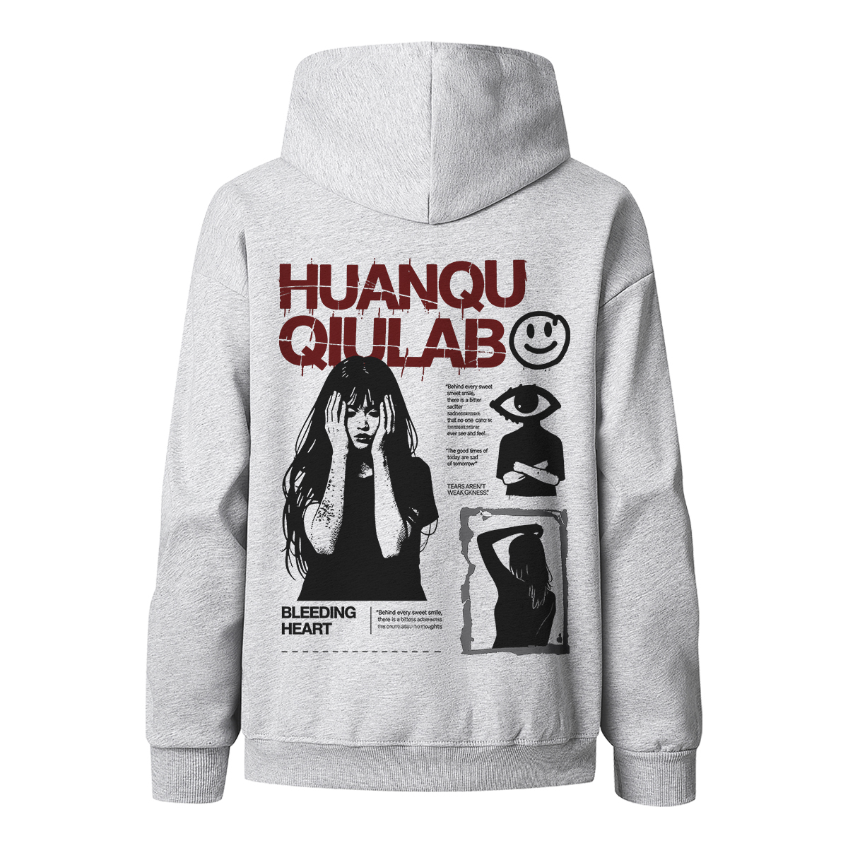 

Толстовка Unisex Hooded Moderate Heavyweight HUANQIU, белый heather серый