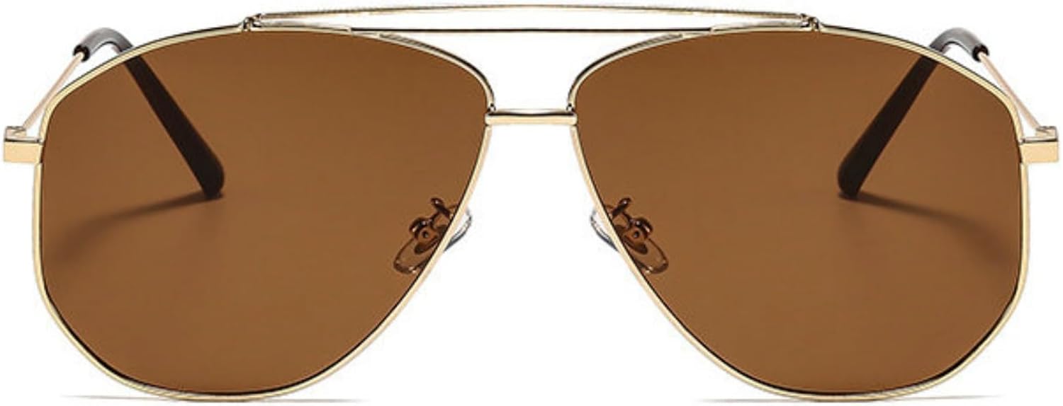 

COTIA Модные солнцезащитные очки с двойной перемычкой, квадратной формы, для женщин и мужчин, классические очки-пилот, с металлическим покрытием, в стиле ретро, ​​для путешествий, Tea